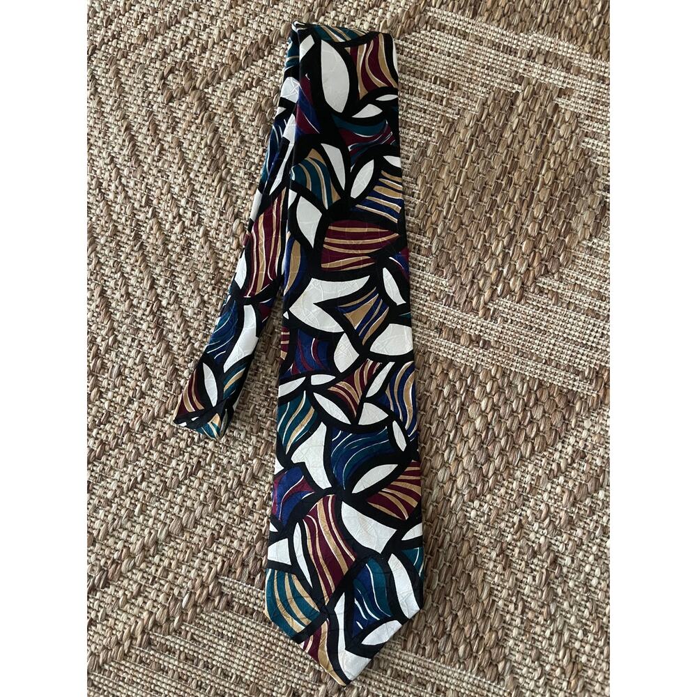Vintage Cezani 100% silk Tie Imported Silk Abstract Bold Pattern